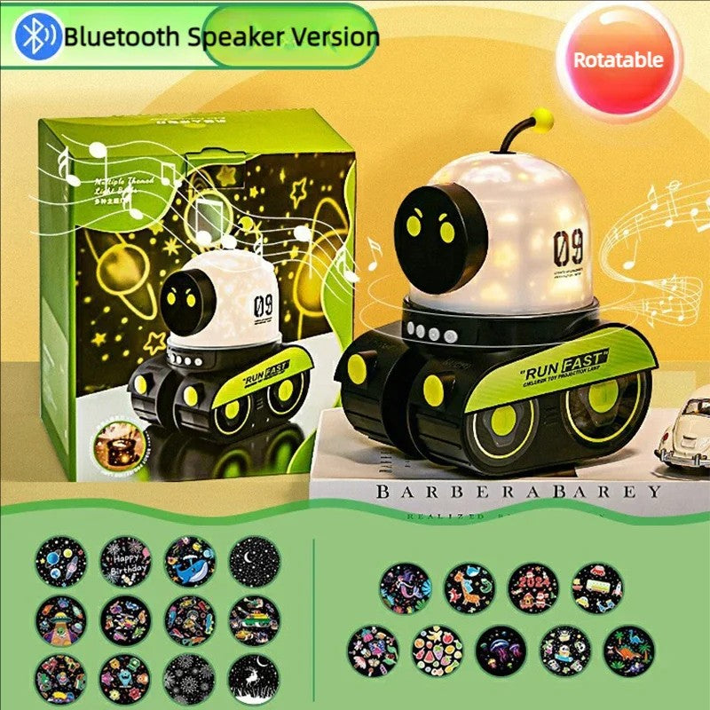3-in-1 Robot Night Light, Star Projector & Bluetooth Speaker with Rotating Light with Music, Safe for Ages 1+