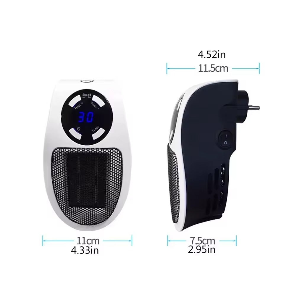 350W Portable Plug-in Electric Heater with Remote | Wall Mini Room Warmer with Adjustable Thermostat, LED Display & Timer