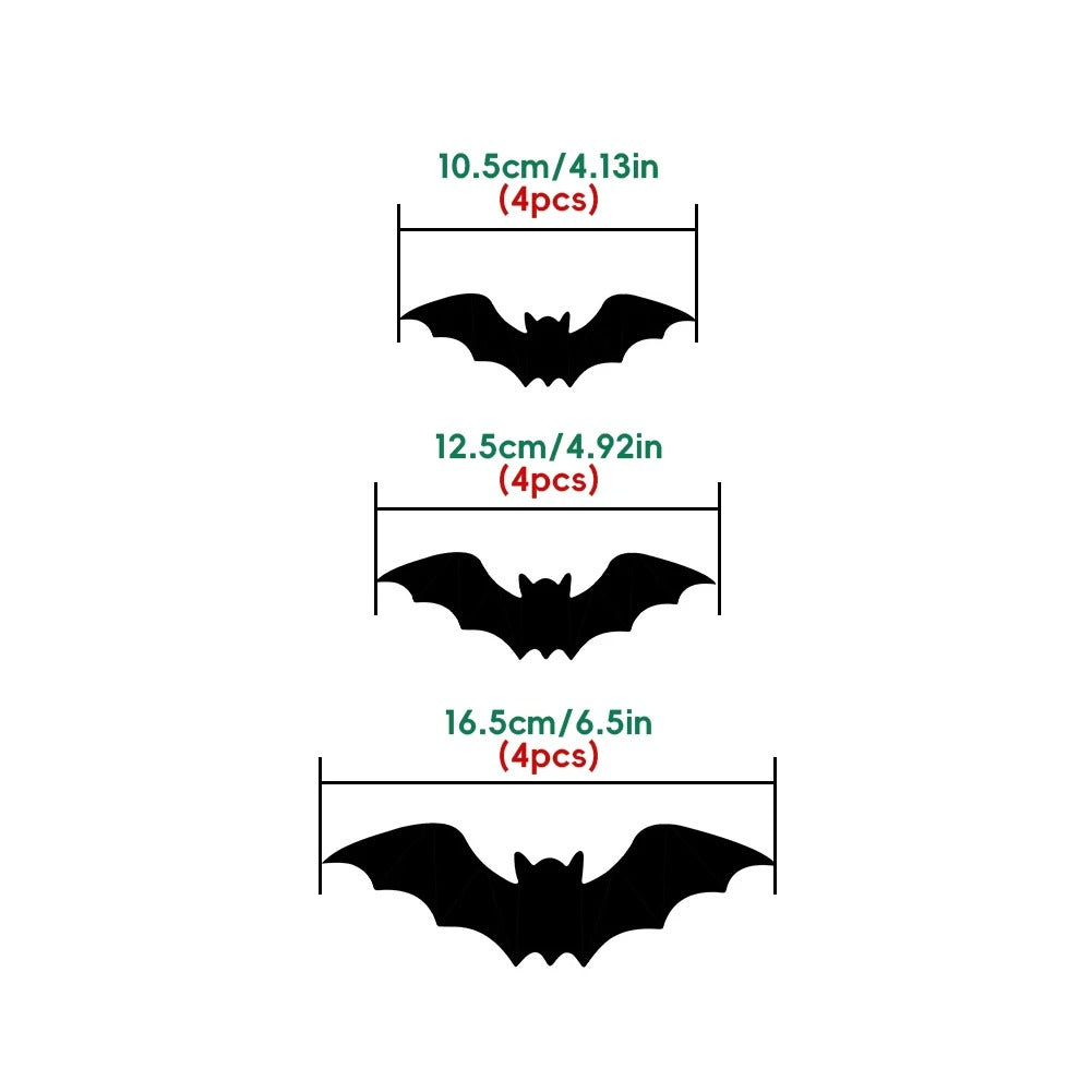 36 PCS LED-Powered 3D Bat Lights for Halloween Wall Decor – Safe Material, Button Battery Operated, Easy to Install & Remove