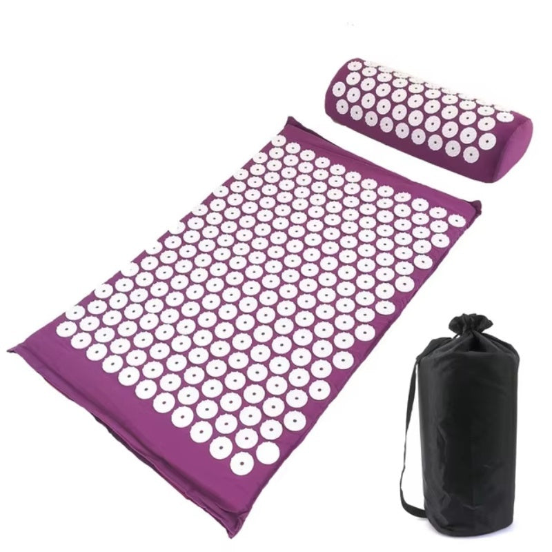 Acupressure Yoga Massage Pad and Pillow Set for Full Body Neck Back Foot Relief Purple