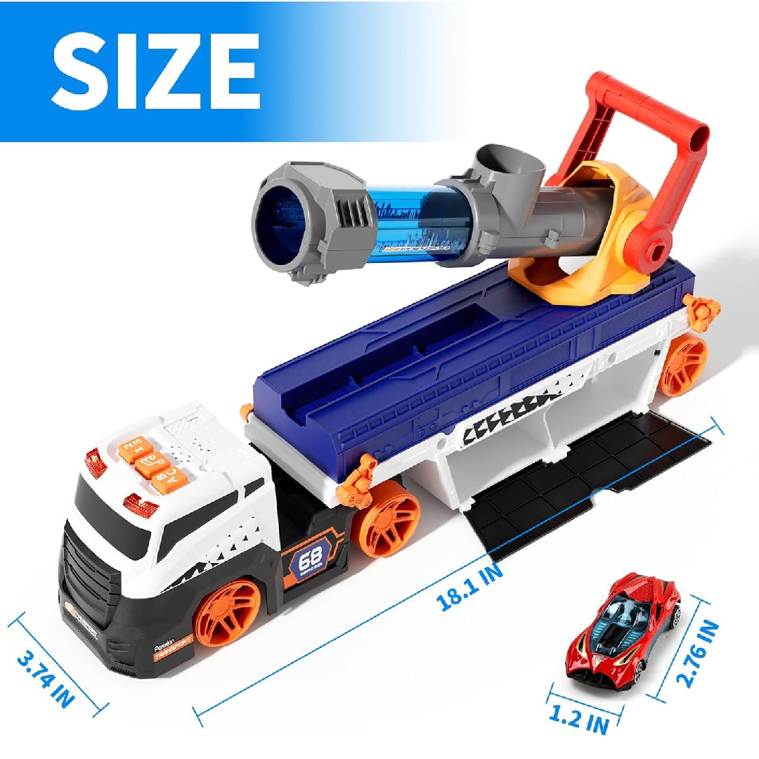 Auto Launcher Toy Truck – Push & Launch Vehicle Playset, Lights & Sounds, ABC & 123 Learning, Safe for Kids 2+