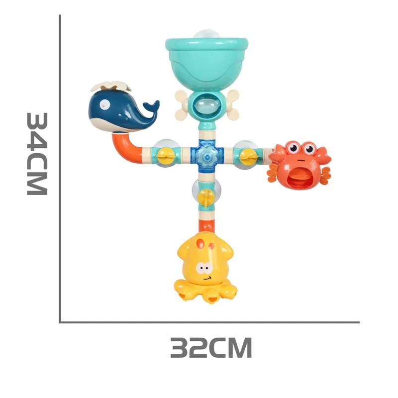 Bath Kids Toys, Waterfall Fill, Spin & Flow Octopus Crab Faucet Shower, Safe for Ages 2+