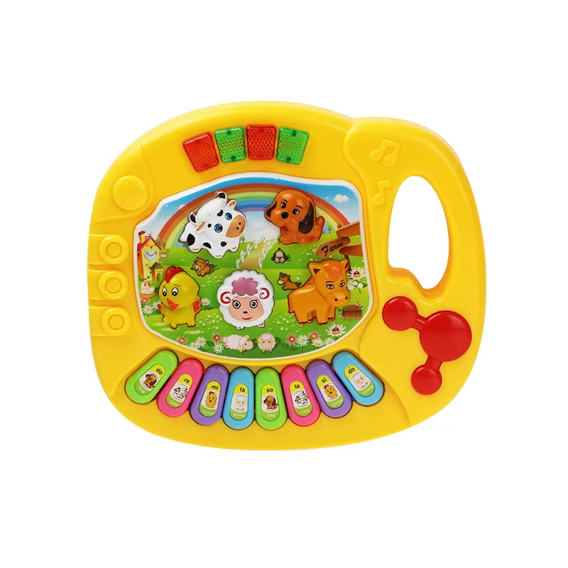 Cartoon Piano Keyboard Toy – Educational Musical Instrument for Kids with Animal Sounds, Flashing Lights