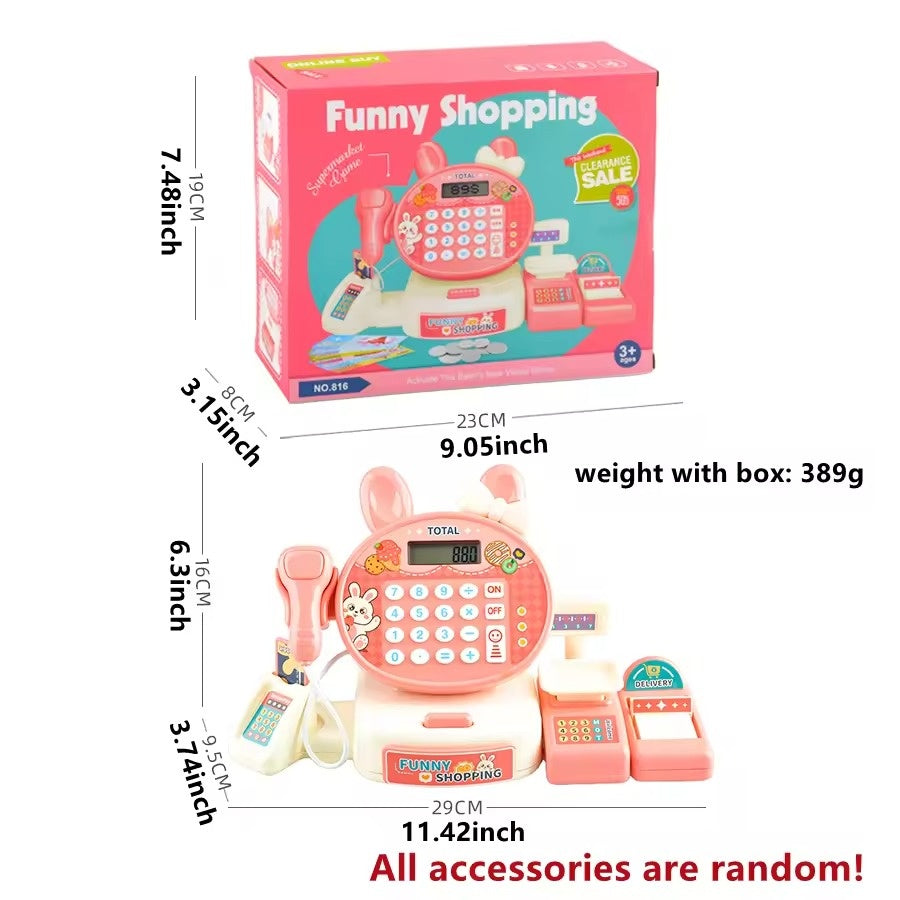 Cash Register Toy for Kids with Card Swipe Sound LED Lights and Built in Basic Calculator, Safe for Ages 3+