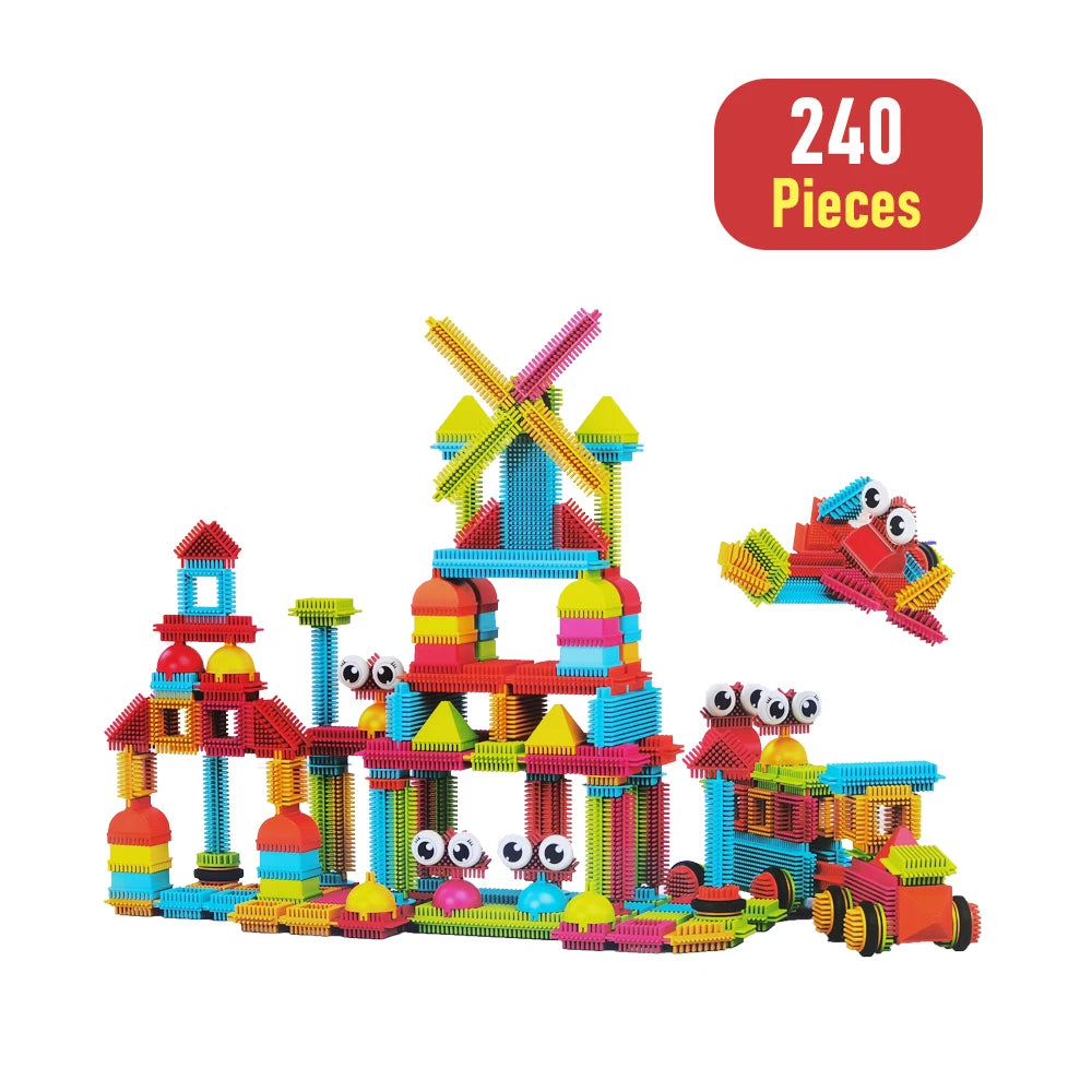 DIY Bristle Building Blocks with Creative STEM Construction Set for Kids, Easy to Build, Safe for Ages 3+