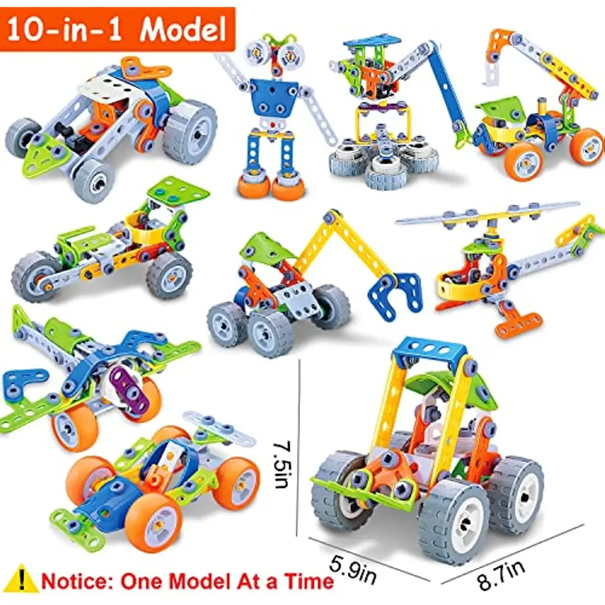 DIY Construction Building Blocks Toy Set with Hands-On Logical Thinking and Creative Engineering Learning Kit, Safe for Ages 3+