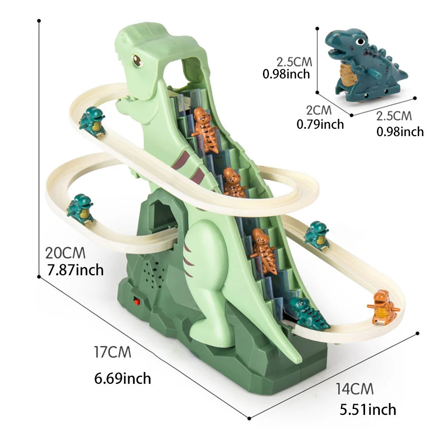 Dinosaur Climbing Slide Toy with 3 Dinosaurs, Light & Music, Safe for Ages 3+