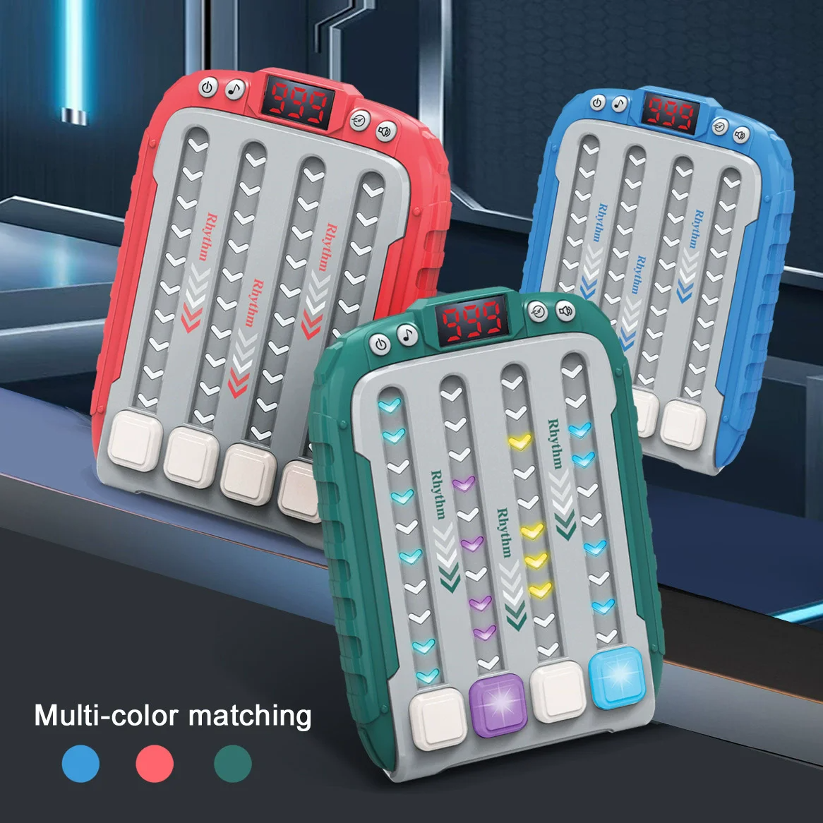 Electronic Rhythm Game Console with Music and Lights, Handheld Puzzle Toy, Safe for Ages 3+