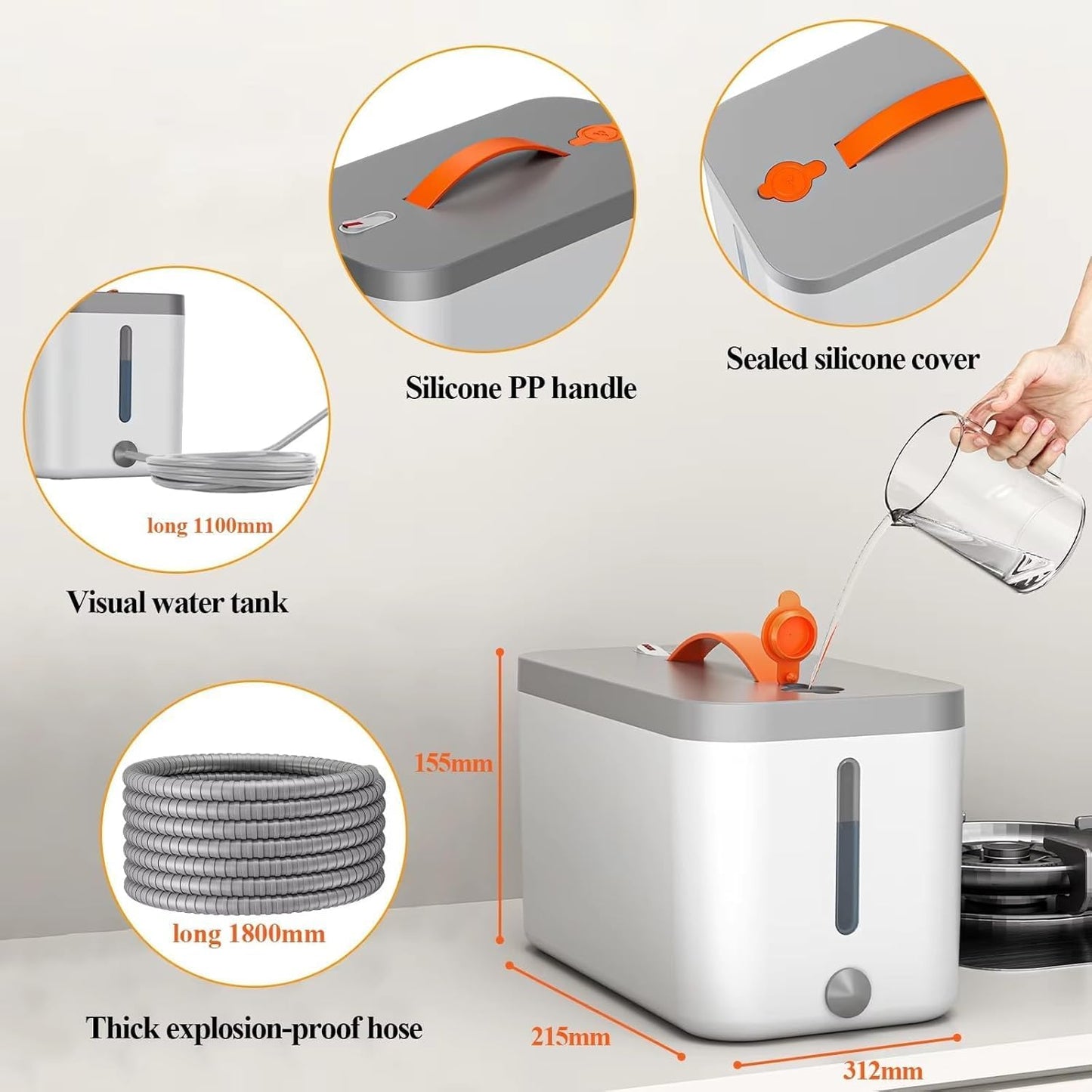 High-Temperature Pressurized Steam Cleaner with 8 Multifunctional Nozzles