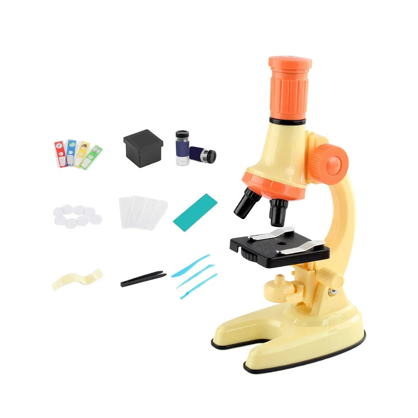 Kids Science Microscope Toy - Educational STEM Kit, Slides, Tools, Bright Colors, Little Explorers, Safe for Ages 3+