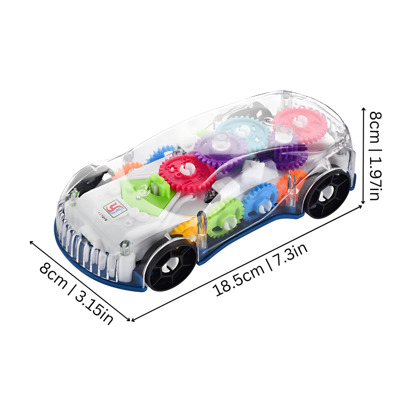 Light-Up Transparent Car with Moving Gears