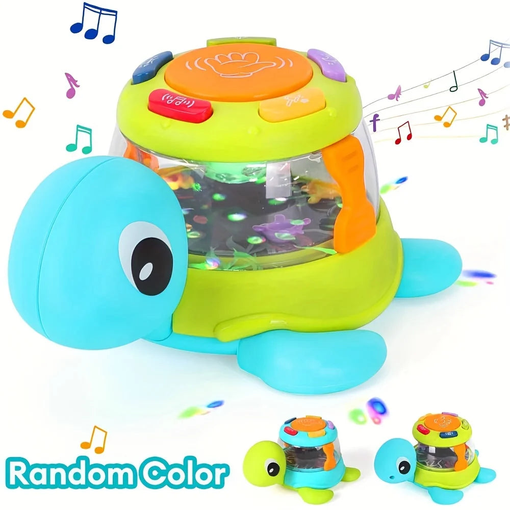 Musical Turtle Crab Toy with Colorful Lights, Rattling Mini Animals, Safe for Ages 18+ Months