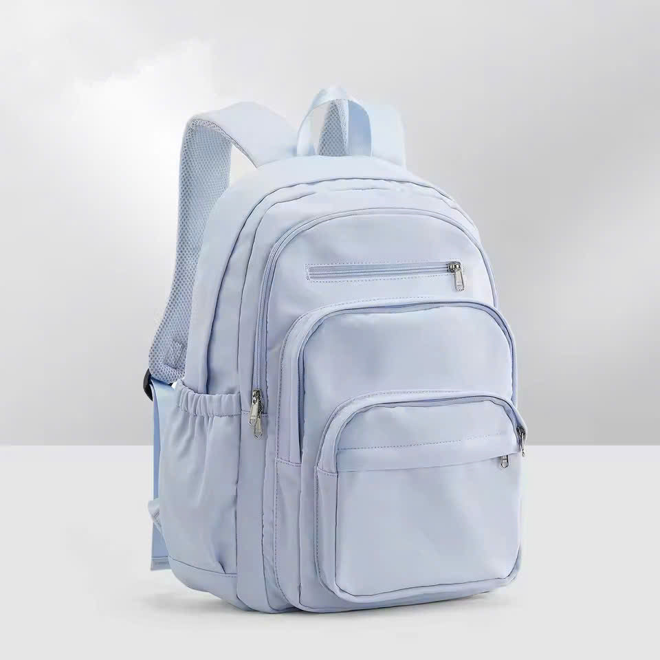 Nylon School Backpack for Teens – Unisex Casual Travel Book Bag with Luggage Strap and Adjustable Shoulder Straps