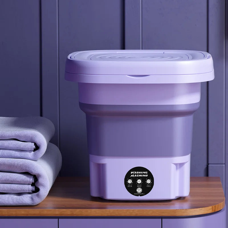 Portable 8L Washing Machine – Compact Foldable Washer with Spin Dryer for Small Clothes