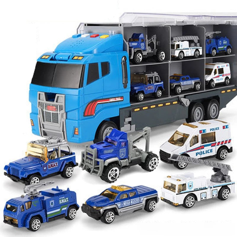 Portable Kids Construction Vehicle Playset – Mini Trucks, Excavators, and Storage Case for Easy Transport