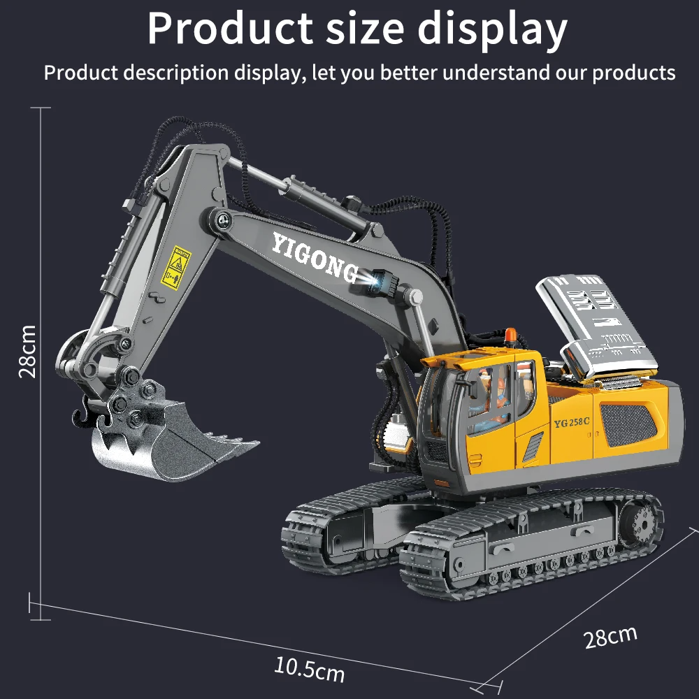 Remote Control Excavator Toy – Realistic RC Construction Fun, Safe for Ages 3+