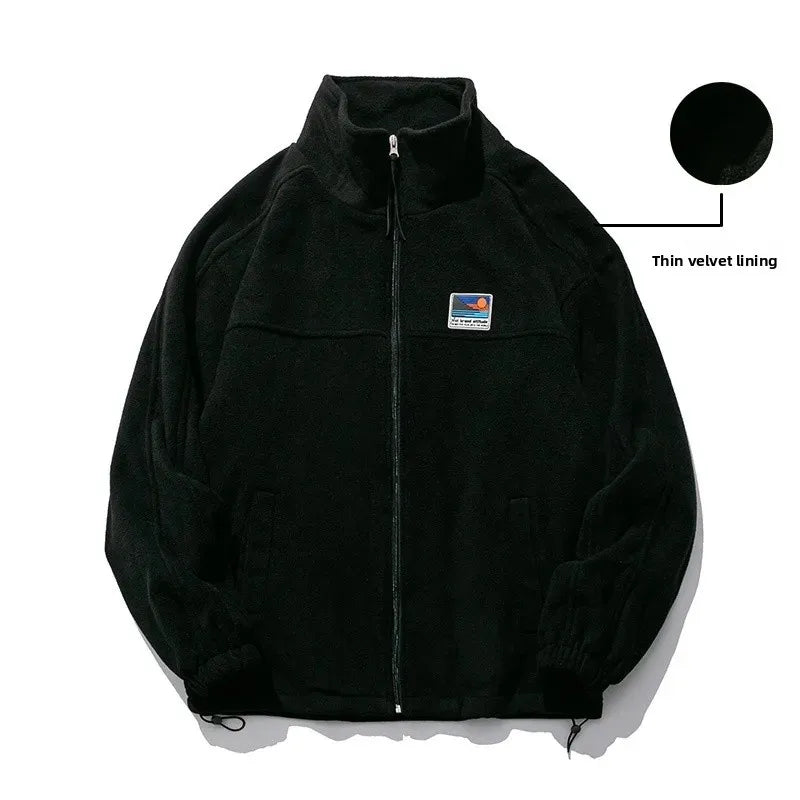 Velvet Lamb Wool Jacket With Embroidery Collar