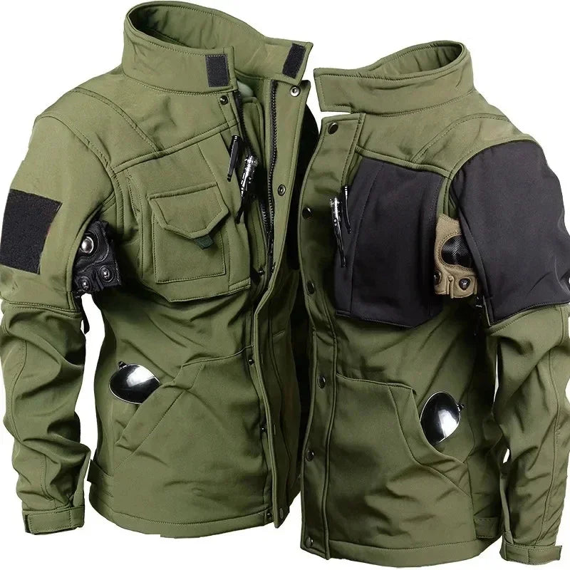Tactical Men'S Waterproof Fleece Jacket With Pockets