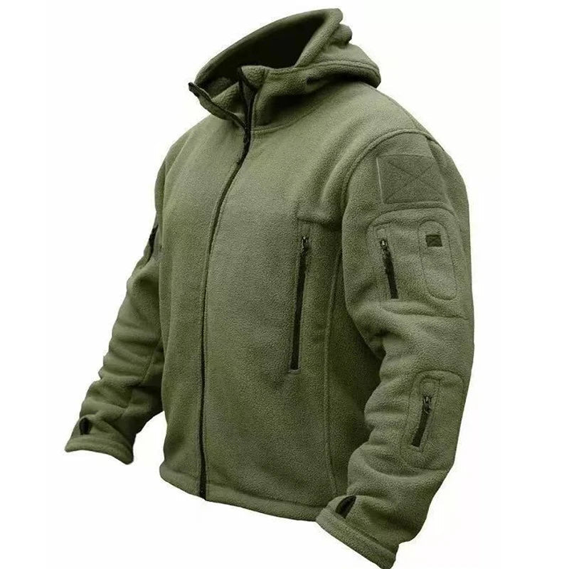 Men'S Outdoor Tactical Fleece Jacket Windproof Hooded