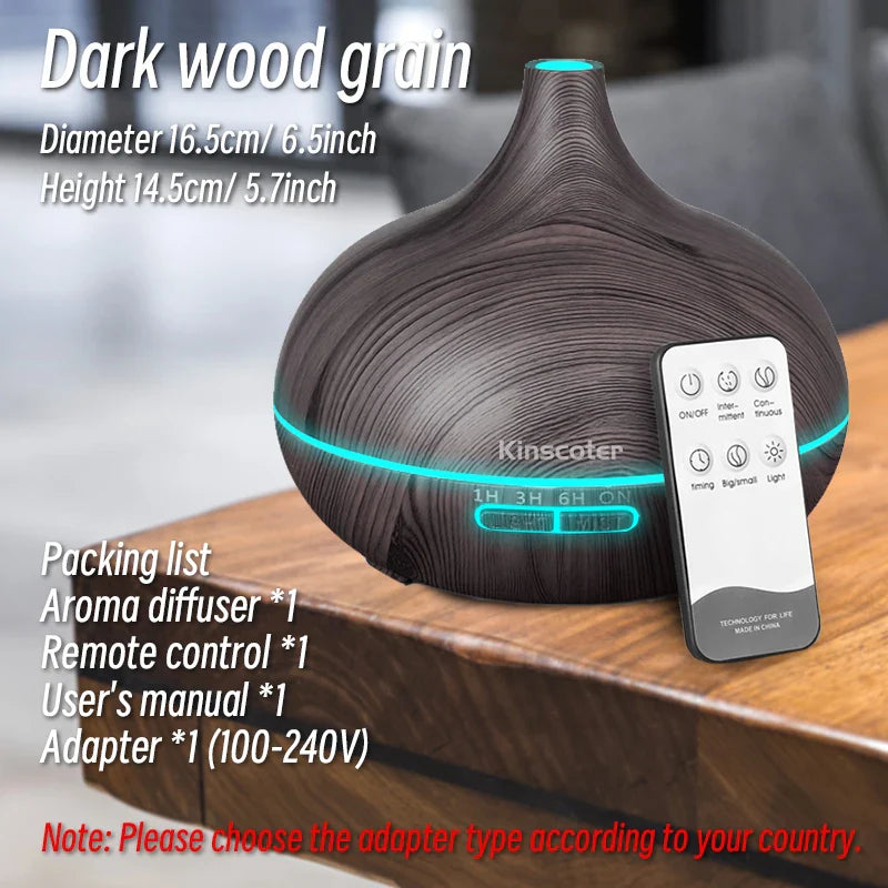 Ultrasonic Wood Grain Aromatherapy Diffuser With Remote Control