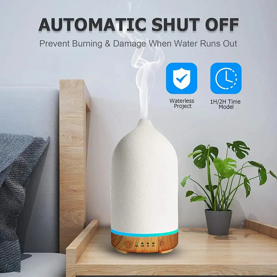 Ceramic Ultrasonic Essential Oil Aroma Diffuser With Led Lights