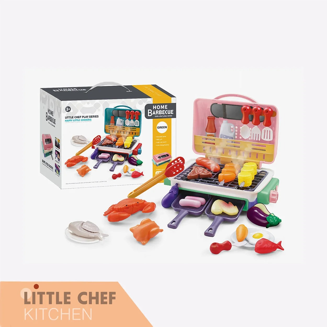 Simulated Barbecue Set with Sound, Light, Foldable Design & Easy to Carry, Safe for Ages 3+