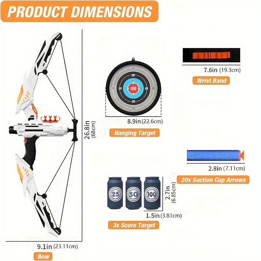 Soft Dart Archery Toy Set with LED Light-Up Bow, Interactive Play, Durable ABS Material, Safe for Ages 3+