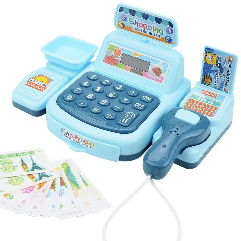 Supermarket Cash Register Toy with Sound and Light, Compact, Portable, Safe for Ages 3+