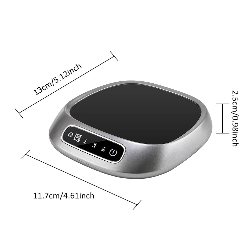 USB Rechargeable Smart Coffee Mug Warmer Pad – Sleek Black Heating Plate Keeps Drinks Hot with 8H Timer, Auto Shut-Off & Portable Design