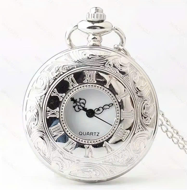 Vintage Half Hunter Pocket Watch with Cover, Chain, Safe Materials, Compact and Easy to Carry