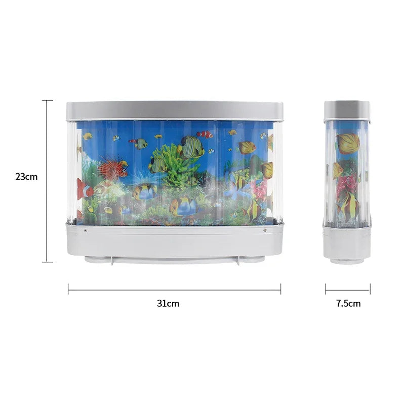 Virtual Ocean Desk Fish Tank with LED Night Light – Stress-Relief Motion Lamp, Perfect Gift for Kids & Home Decor