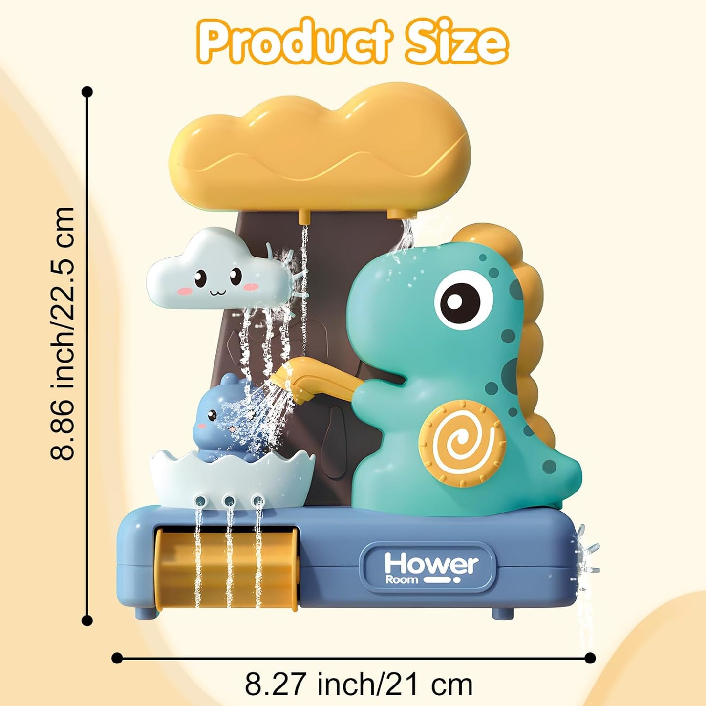 Waterfall Dinosaur Bath Toy - No Batteries Required, Easy to Use and Install, Safe for Ages 1+