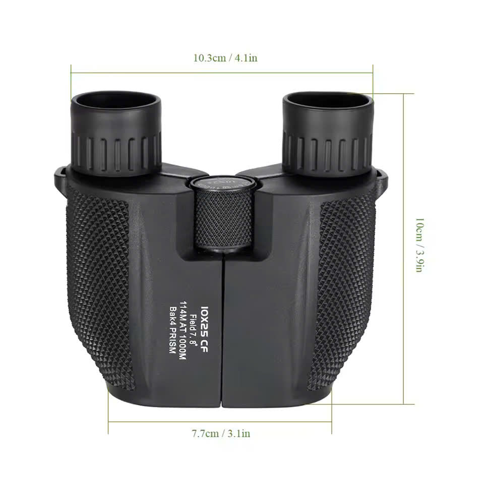 Waterproof High-Power Night-Vision Binoculars for Adults and Kids with 10×25 Magnification, Carrying Strap, Storage Pouch