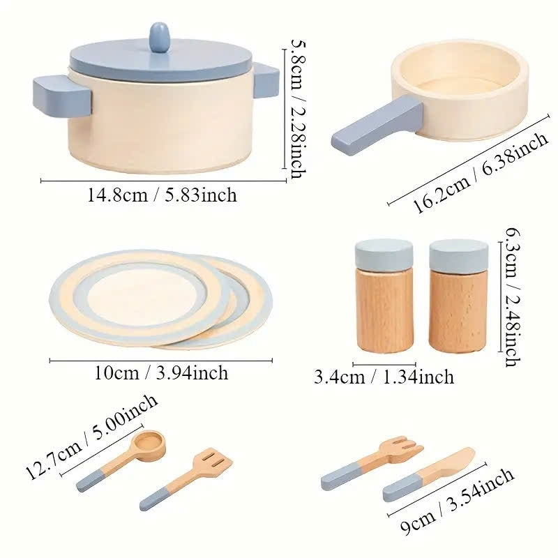 Wooden Simulation Kitchen Toys, Educational, Compact and Portable, Safe for Ages 3+