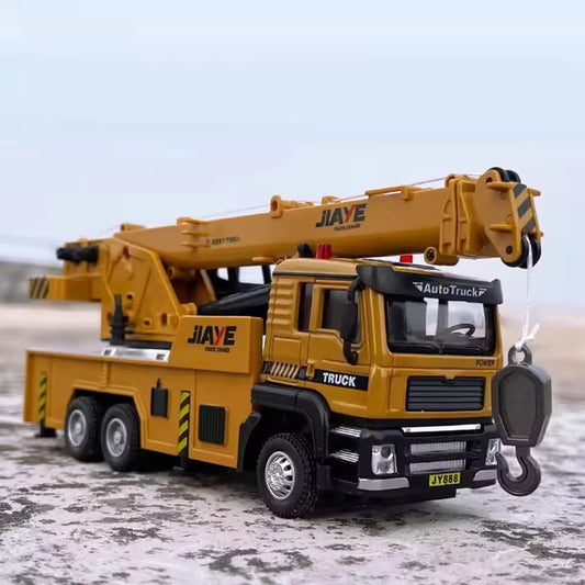 1-50 Crane Truck Model - Alloy Diecast, Extendable Boom, Pull-Back Action, Safe for Ages 3+