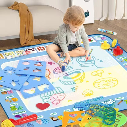 100x80CM Water Drawing Mat with Reusable Doodle Board, Mess-Free Educational Toy for Ages 3+