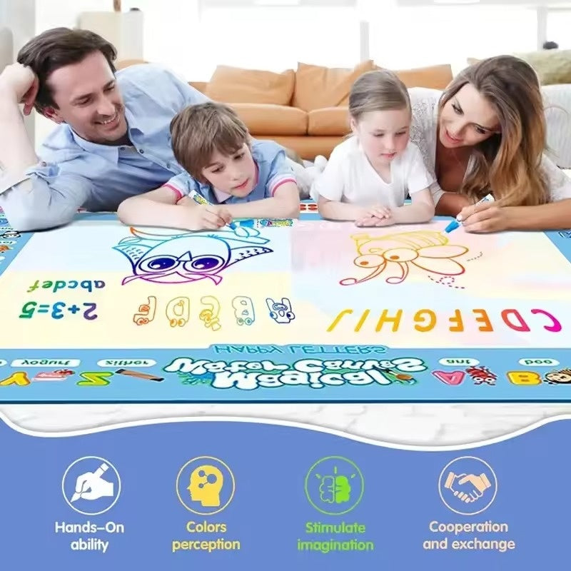 100x80CM Water Drawing Mat with Reusable Doodle Board, Mess-Free Educational Toy for Ages 3+