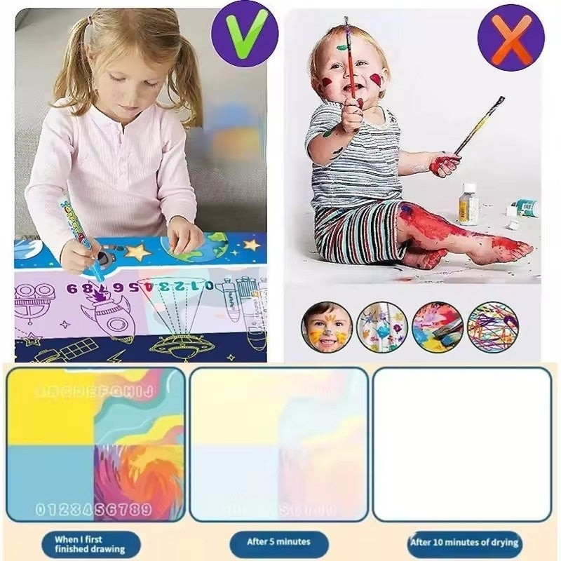 100x80CM Water Drawing Mat with Reusable Doodle Board, Mess-Free Educational Toy for Ages 3+