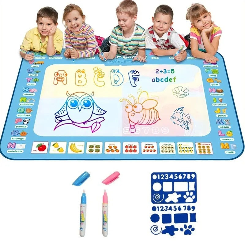 100x80CM Water Drawing Mat with Reusable Doodle Board, Mess-Free Educational Toy for Ages 3+