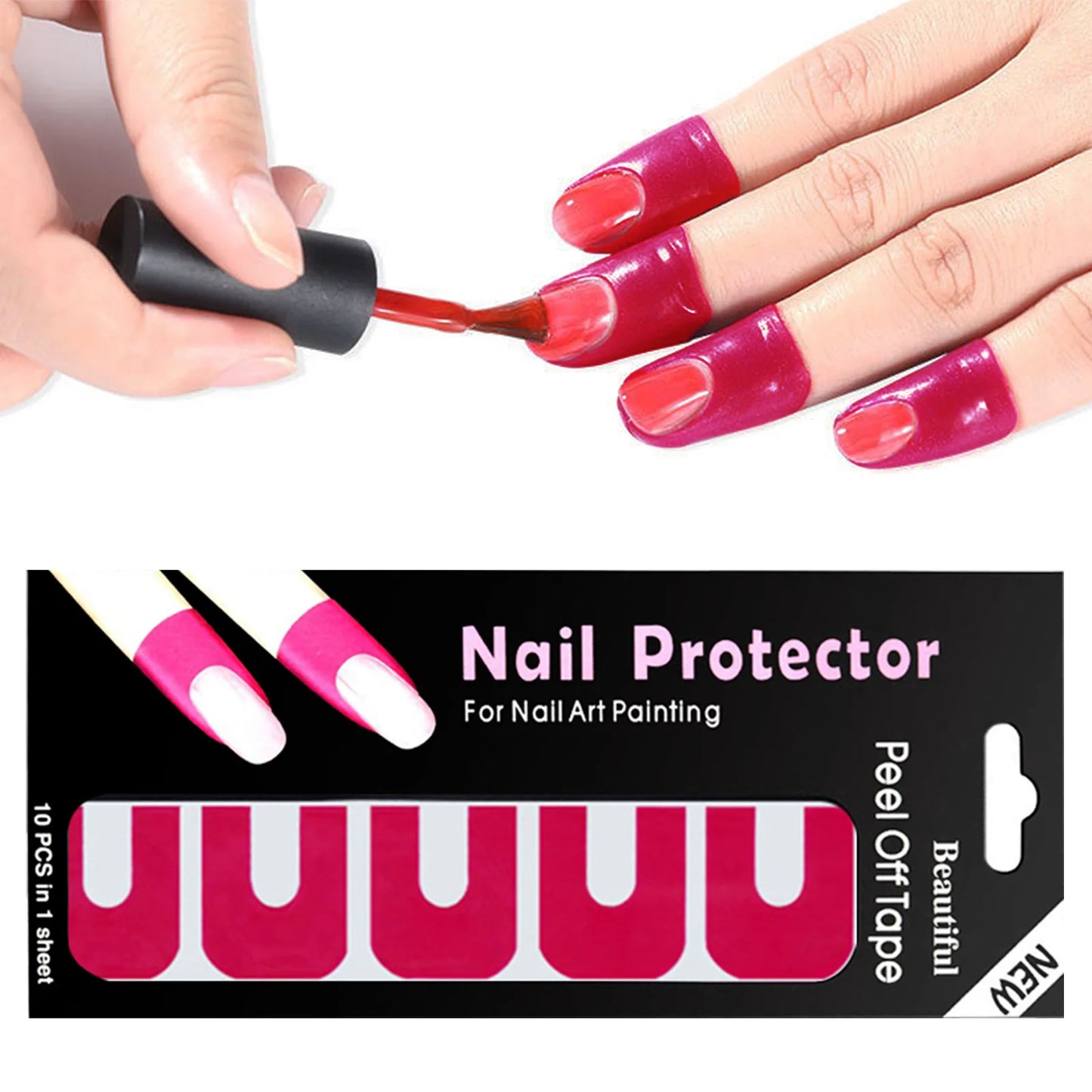 10PCS U-Shaped Nail Polish Barrier with Latex-Free, Spill-Proof Protection