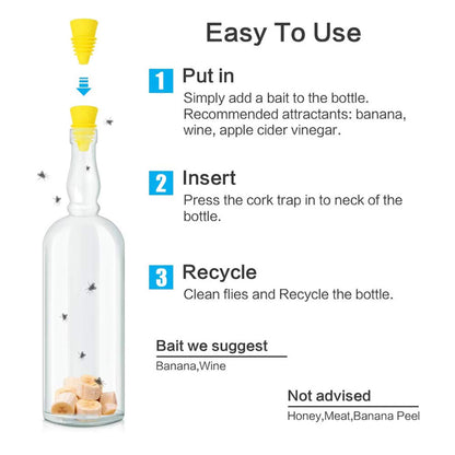 10Pcs Fruit Fly Trap With Smart Funnel Design, Eco-Friendly And Made From Food-Grade Silicone For Indoor And Outdoor Use