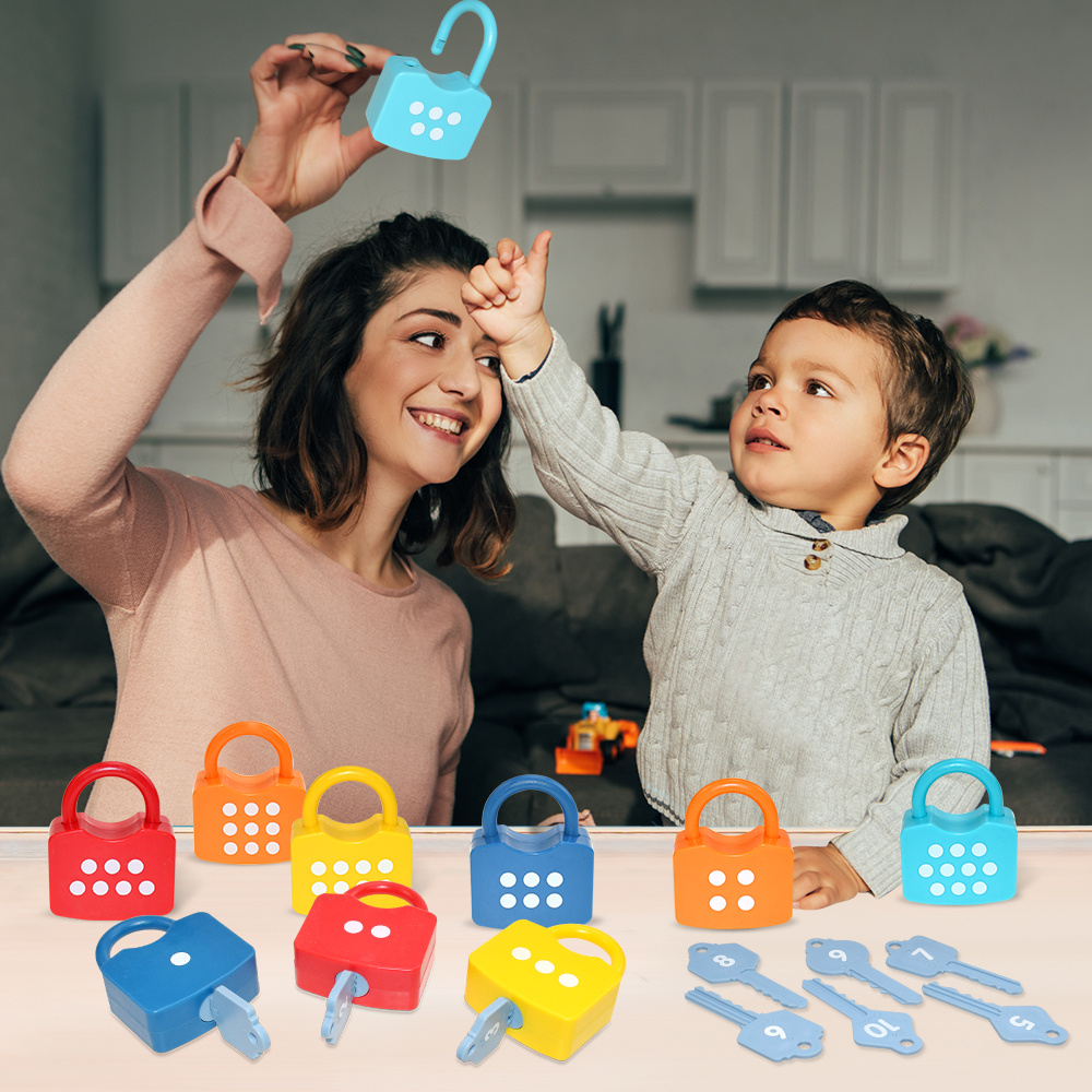 10Pcs Montessori Number Learning Locks Toy Set, Homeschool Math Game, Safe for Ages 3+