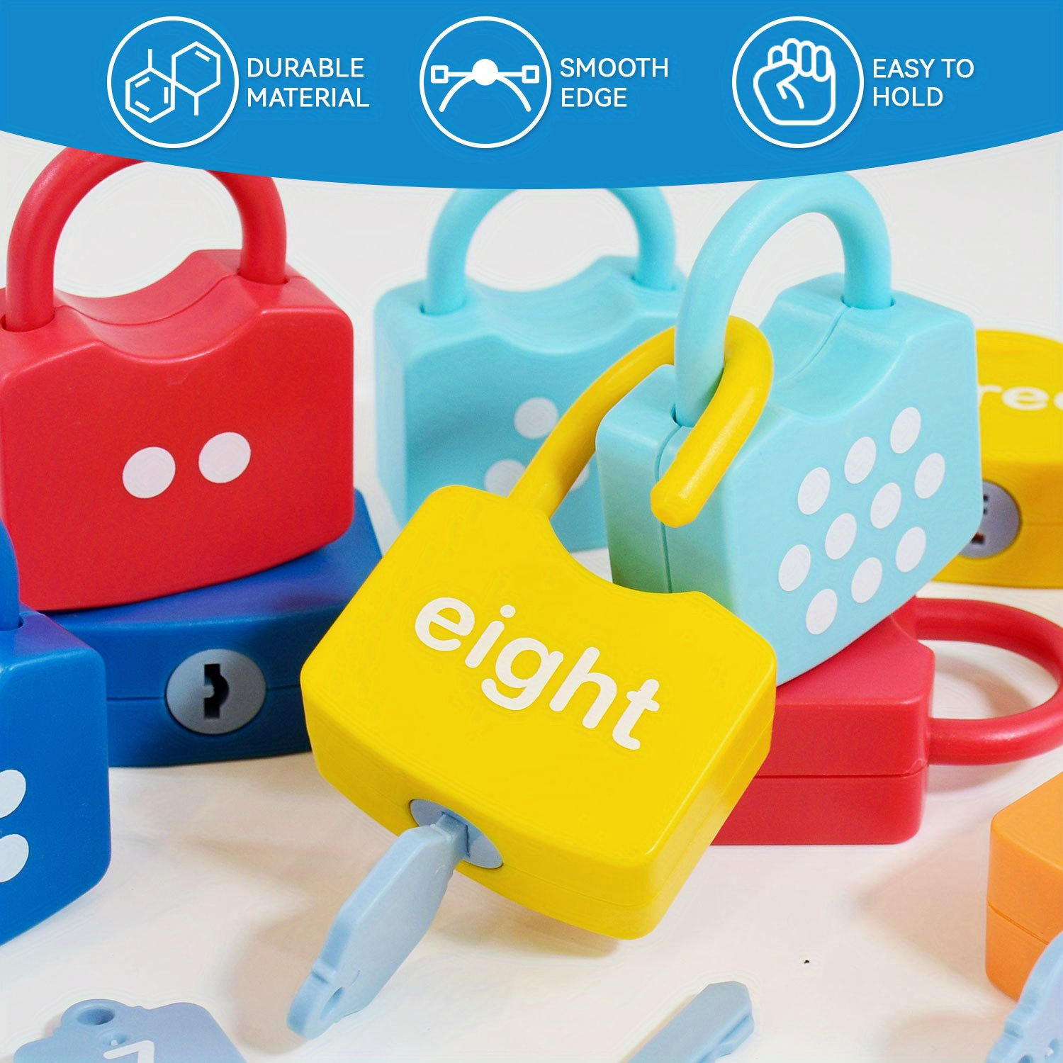 10Pcs Montessori Number Learning Locks Toy Set, Homeschool Math Game, Safe for Ages 3+