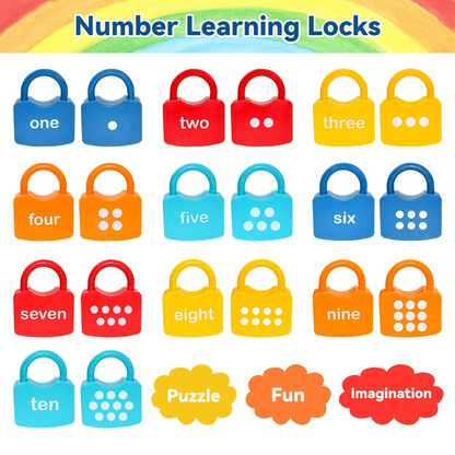 10Pcs Montessori Number Learning Locks Toy Set, Homeschool Math Game, Safe for Ages 3+
