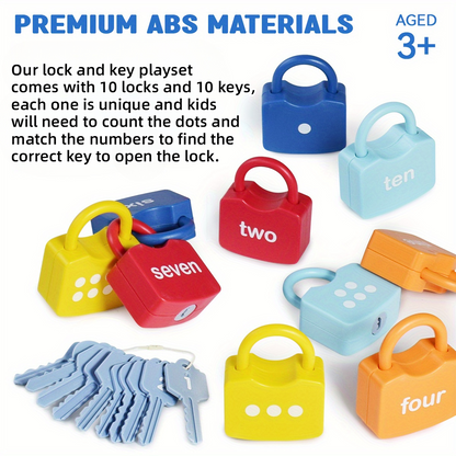10Pcs Montessori Number Learning Locks Toy Set, Homeschool Math Game, Safe for Ages 3+