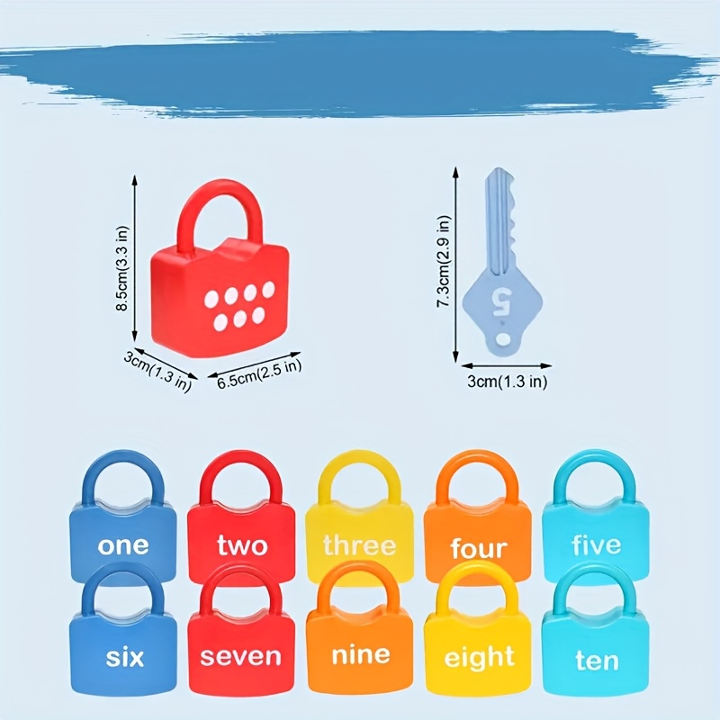 10Pcs Montessori Number Learning Locks Toy Set, Homeschool Math Game, Safe for Ages 3+