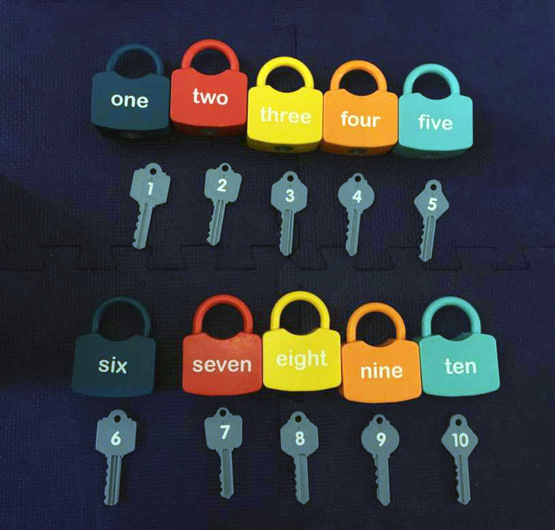 10Pcs Montessori Number Learning Locks Toy Set, Homeschool Math Game, Safe for Ages 3+