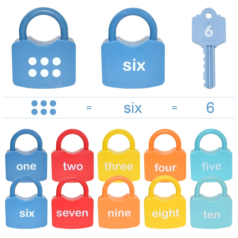 10Pcs Montessori Number Learning Locks Toy Set, Homeschool Math Game, Safe for Ages 3+