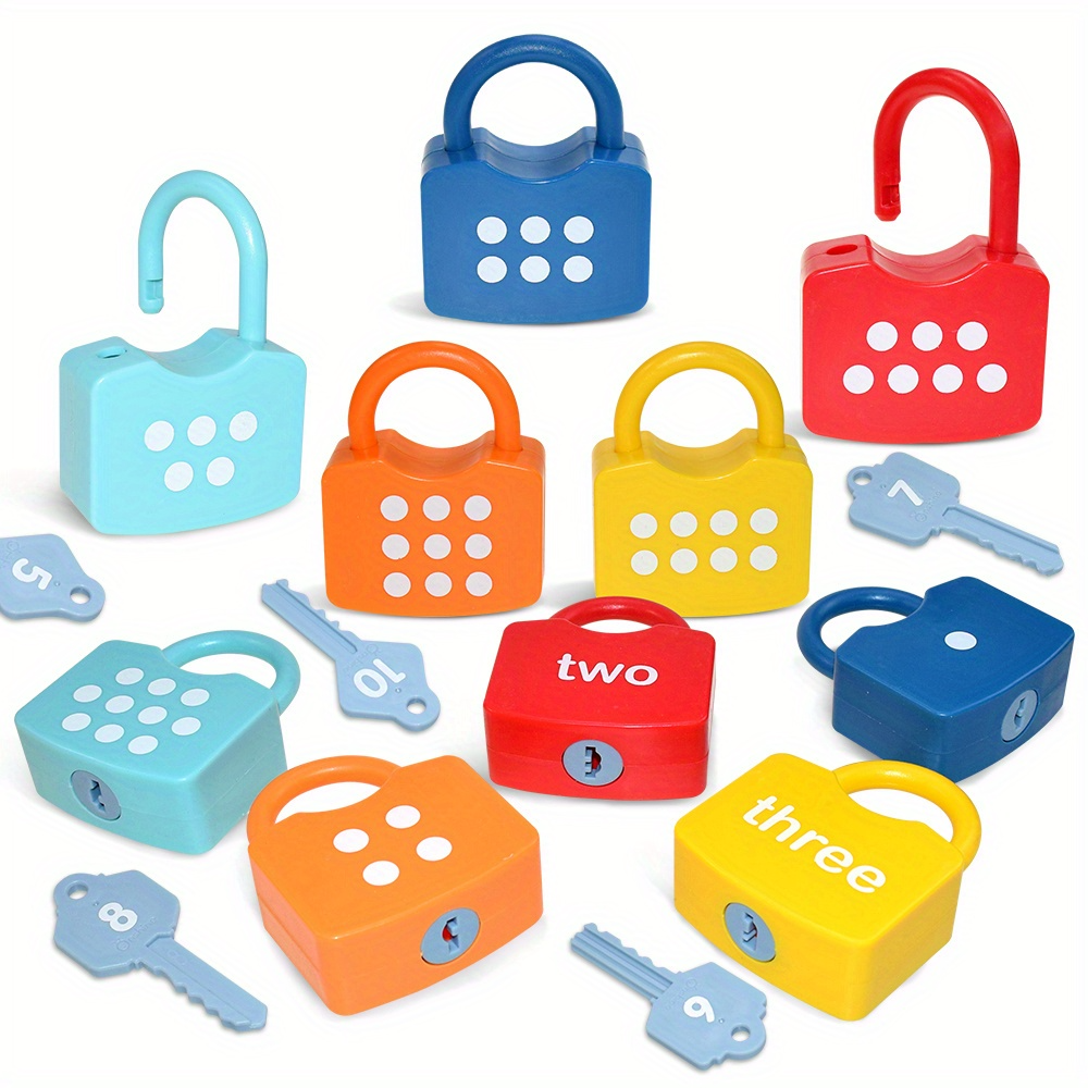 10Pcs Montessori Number Learning Locks Toy Set, Homeschool Math Game, Safe for Ages 3+