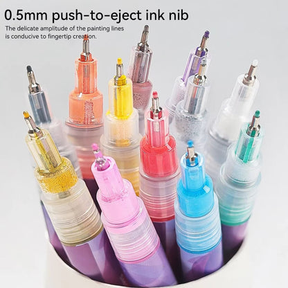12-Color Nail Art Pen Set with Ultra-Fine 0.5mm Tip, Water-Based Ink – Safe, Quick-Drying, and Waterproof